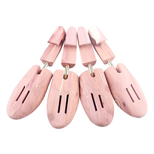 Cedar Shoe Tree For Men - Made Of 100% Natural US Red Cedar Single Tube Adjustable Shoe Tree For Men Or Women (2 Pairs Single tube Large US Size 10-11)