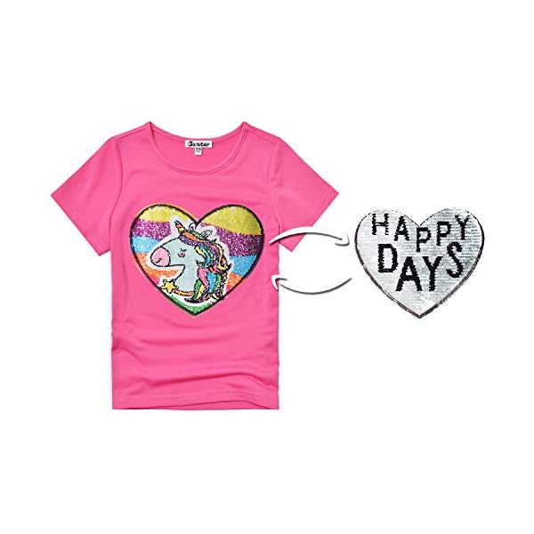 Jxstar Girls 4th July Shirts Flip Sequin American Flag T-Shirt Tops Short Sleeve Summer Clothes