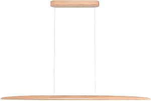 YISDESIGN 39" 24W Wood LED Linear Pendant Light Fixture Led Dining Room Light Dimmable Hanging Light Fixture for Dining Room Kitchen Island Pool Table Lights Natural Wood Color