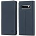 Galaxy S10+ Plus Case, SHIELDON Genuine Leather Galaxy Wallet Case Folio Cover Kickstand with Credit Card Slots Full Protection Magnetic Case Compatible with Galaxy S10 Plus (6.4 Inch) - Dark Blue