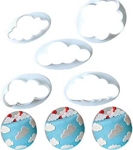 Pocktyle 5PCS Baking Cookies DIY Decorating Tools Cake Cutter Mold Fondant Cloud Plastic Mould