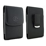 Vertical Leather Black Swivel Belt Clip Pouch Holster Case For Motorola DROID Turbo Fits with Otterbox Commuter/Defender or Thick Armor Hybrid Case On Cover Fit / Over Size / XL / XXL)