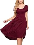 BLUETIME Women's Casual Loose Short Sleeve High Low Pleated Flare Swing Dress