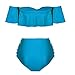 Huiyuzhi Sexy Women Off Shoulder Swimsuit Two Piece Bikini Swimwear,Dark Blue,Large