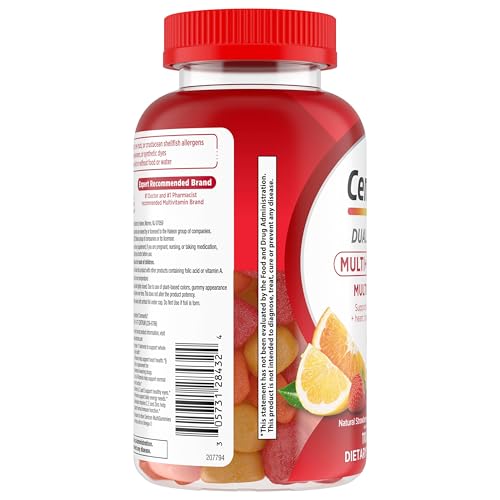 CENTRUM MULTIGUMMIES MULTI+ OMEGA 3 DUAL ACTION, ADULT MULTIVITAMIN, MULTIVITAMIN/MULTIMINERAL/OMEGA 3 SUPPLEMENT, STRAWBERRY/LEMON/ORANGE FLAVORS – 110 COUNT
