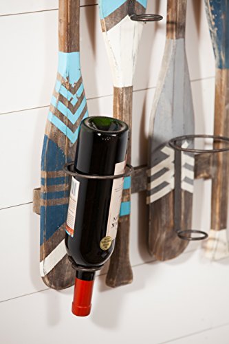 Cape Craftsmen Canoe Oar Wood and Metal Wine Bottle Holder