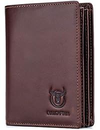 Bullcaptain Large Capacity Genuine Leather Bifold Wallet/Credit Card Holder for Men with 15 Card Slots QB-027 (Brown)