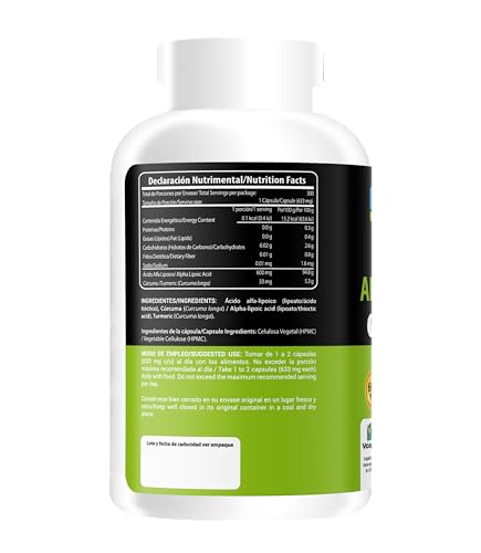 Wellthy Ácido Alfa Lipoico 600mg en 300 Cápsulas. 10 Meses de Consumo, NON GMO, Vegan Friendly, VCaps Tecnología Cápsulas Veganas.