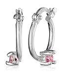 Disney "Princess" Girl's Sterling Silver Pink Cubic Zirconia Hoop Earrings