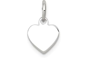 SONIA JEWELS Solid 925 Sterling Silver Engravable Heart Front/Back Disc Charm Brushed Matte Finish Pendant - 13mm x 9mm