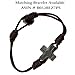 Metal Cross Pendant on Brown Double Strand Leather Cord Mens Necklace, Cord 18