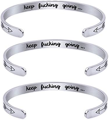 Inspirational Bracelet Birthday Gift for Women Man Engraved Personalized Friendship Encouragement Mantra Cuff Bangle