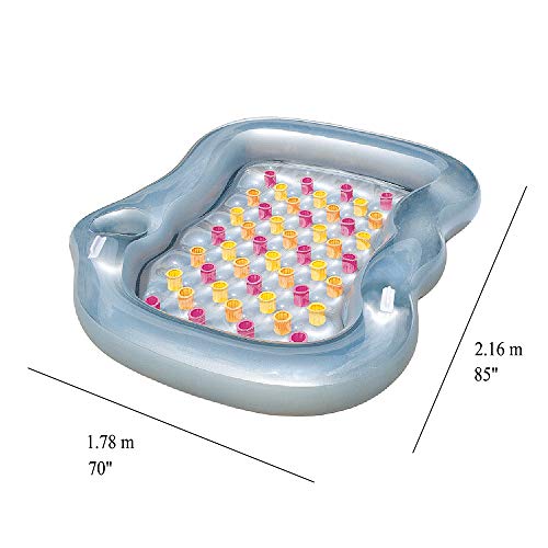 Aegilmc Inflatable Pool Float Island, Thicken Floating Bed on The Water Lounge Chair, Clear Outdoor Child Air Row Toy for Adult and Kids 85" 70"