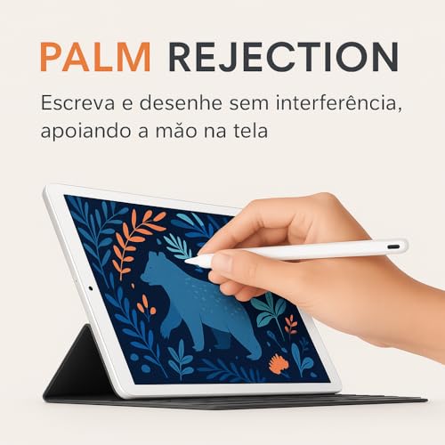 Caneta Digital Stylus Touch Screen | Recarregável USB, Alta Precisão, Ponta Fina 1.5mm, Compatível iOS e Android