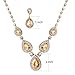 Miraculous Garden 3 Pack Women Jewelry Set Rhinestone Necklace Bangle Bracelet and Rhinestone Crystal Teardrop Dangle Earrings for Wedding Party