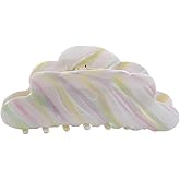 Vctitil Cute Cloud Shape Hair Claws Colorful Stripe Acetate Hair Clips Ponytail Holders Hair Jaw Clips Clamp Barrettes Hair Accessories for Women Girl Thin Thick Hair(large)