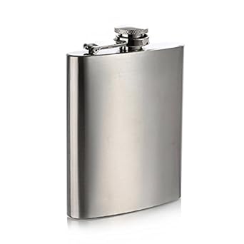 Menzy Pocket Carry Alcoholic Drinks Wine Whiskey Or Liquor Hip Flask - Stainless Steel (Silver, Approx. 210 ML)