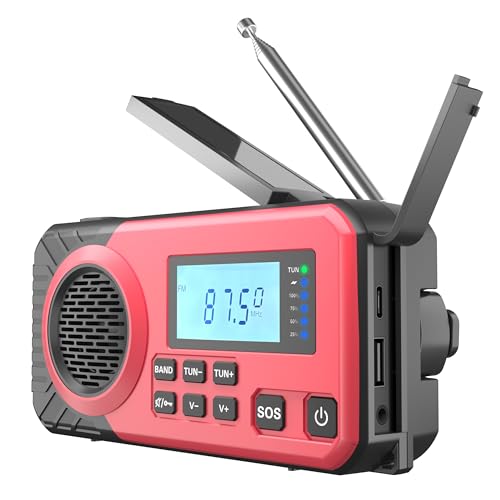Acta Berg Kurbelradio, Notfallradio mit 5.000 mAh Akku (Rot)