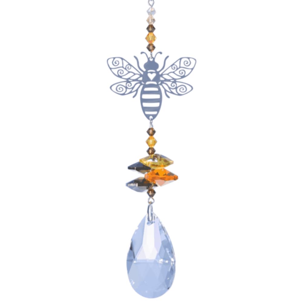 Wild Things Swarovski Crystal Fantasy Hanging Cascade Suncatcher/Rainbow Maker + 38mm Almond - BEE Motif