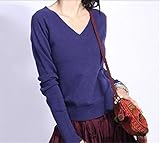 L.T.S Women's Fashion V-Neck Cashmere Long Sleeve Sweater