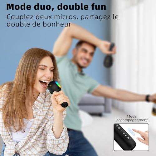 Microfono Karaoke Bluetooth SingFree, 5 en 1 Micrófono Inalámbrico con Bocina y Luz para Cantar Fiesta, Mic Multiproposito para Niño Adulto Regalo, Compatible con Teléfono, PC, Tableta, FM del Coche