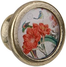 Vintage Antique Brass Cabinet Drawer Round Pulls Cupboard Knob Handle Narcissus Patterm
