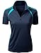 Women's Coolmax 2 Tone Collar Zipup Short sleeve Polo T Shirt NAVY S