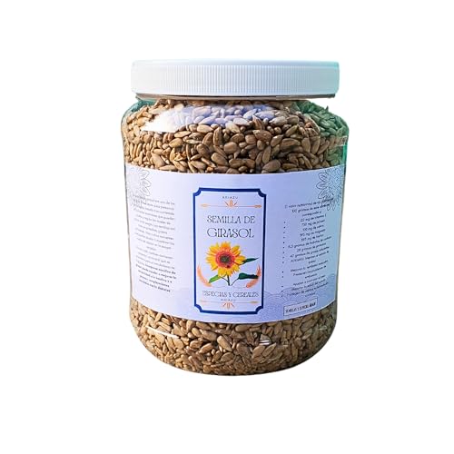 ARIAZU Semilla de Girasol 1 kg sin cascara pelada cruda Pepita de Girasol envase de plastico Reusable
