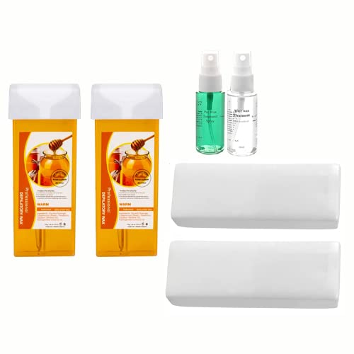Nynelly Honey Roll On Wax, Hair Removal Roll on Wax Cartridge for Women-Men, 2 Depilatory Roller Refill for legs and arms,Body Waxing Roller Kit, Wax Strips for Hair Removal (6 Piece Set)