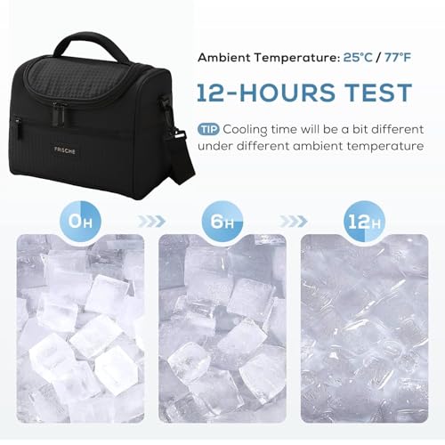 Lonchera Térmica Impermeable con correa - Bolsa de Almuerzo Aislante con Capacidad Grande, Antifugas y Fácil de Limpiar Hielera Portátil Unisex para Trabajo/Picnic/Viajes (Negro)