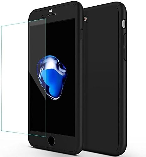 iPhone 7/iPhone 8 Case,KCOYO Hard PC Slim Shockproof Anti Slip &amp; Anti Fingerprint Cover Front &amp; Back Protector New Design 360 Degree Full Protection Shield for iPhone 7/iPhone 8 (black)