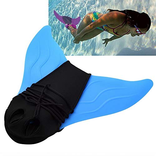 TechCode Swim Fins, Swimming Foot Flipper Mermaid Training Fin Swimming Foot Flipper Diving Feet Watersport Accessories Summer Diving Feet Tail Pool Swim Sets for Adults Teens(Blue) - Thumbnail 2
