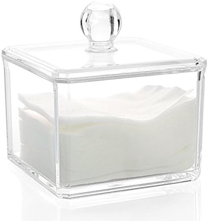 Xuzog Clear Acrylic Cotton Swabs Holder & Cotton Pads Case, Organizer For Cotton Swabs