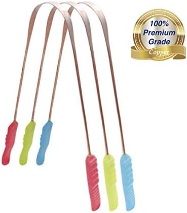 Best Tongue Scraper, 100% Pure Copper Eliminates Bad Breath at the Source -Zero Stainless Steel- Dr. Approved Antimicrobial Dental Cleaner-For Adults, Kids, Toddlers, Baby *Money Back Guarantee*