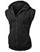 Xpril Basic Solid Cotton Based Zipper Vest Hoodie Black Size XL