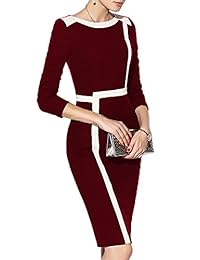 Woosea Vestido de manga 2 3 para dama ajustado Bodycon, para trabajar, corte lápiz