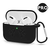 Protective Cover for AirPods Pro Case, Bounce Carrying Case with Keychain for AirPods Pro Charging Case [2019 Release] [Visible Front LED] Shock-Absorbing Soft Slim Silicone Case Skin (Black)