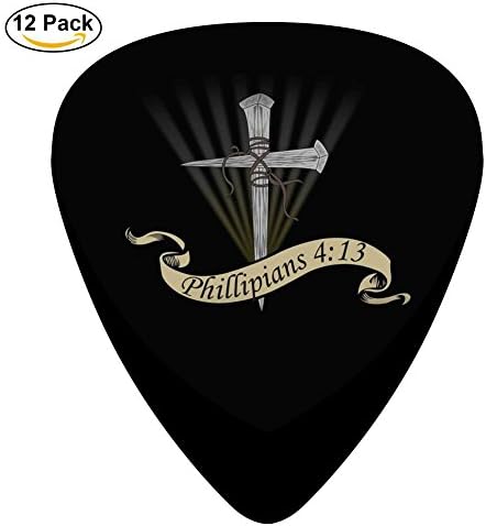 Cross Of Nails Celluloid Guitar Picks 12 Pack Includes Thin,Medium,Heavy Gauges For Electric Acoustic Guitar