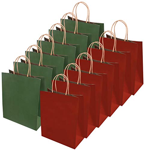 Livder 24 Pieces Christmas Gift Bag, Red Green Kraft Paper Bags with Handles (8.66 x 6.3 x 3.15 Inches) - Thumbnail 7