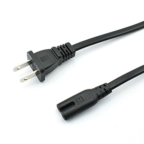 Longdex 1-Pack US AC Power Cord 2 Prong Plug Figure 8 Type Port Cable Adapter Non-Polarized 1.8m Power Extension Line Black - Thumbnail 4
