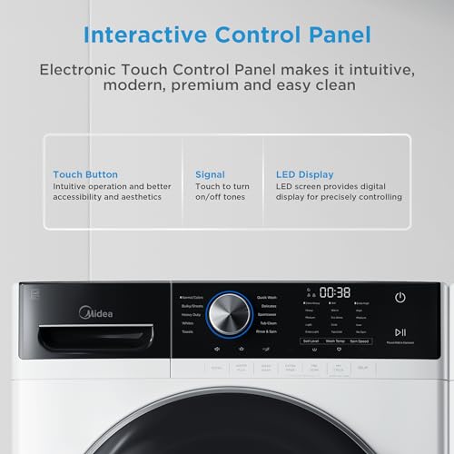 Midea MLH45N1AWW Front Load Washer, Automatic Machine, Vibration