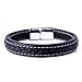 Urban Jewelry Elegant Black Cuff Genuine Leather Bracelet for Men with Elegant 316L Stainless Steel Clasp
