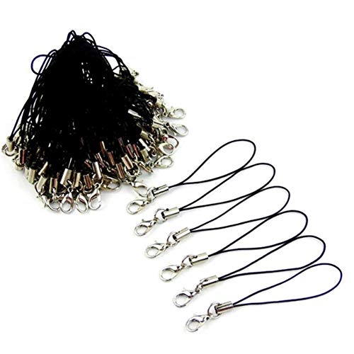 100Pcs Black Cell Phone Lanyard Cords Strap Lariat Mobile Lobster Clasp