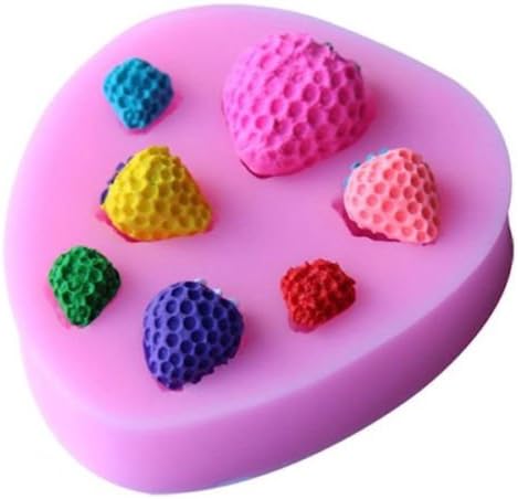 Baking Mold Fruits Round 3D Mini Shape Strawberry 7 cavity Silicone Mold for Fondant Chocolate Flexible Non-Stick Sugar Craft Moulds Decorating (A 166)