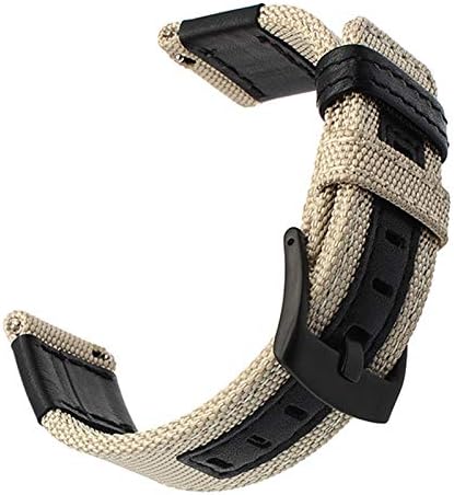 XingWangFa for Samsung Galaxy Watch 46mm Bands,Quick Release Premium Nylon with Leather Strap Wrist Band for Samsung Galaxy Watch 46mm-Gray
