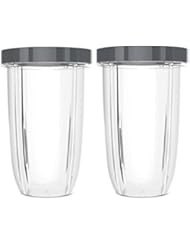 Blendin 2 Pack Extra Large Colossal 32 Ounce Cup with Lip Rings, Compatible with Nutribullet 600W, 900W Blenders