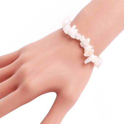 GEM-inside Moon Stone Hand Bracelets Elastic Rope Fashion Jewellry Agate Beads Chips Men Women 7 Inches