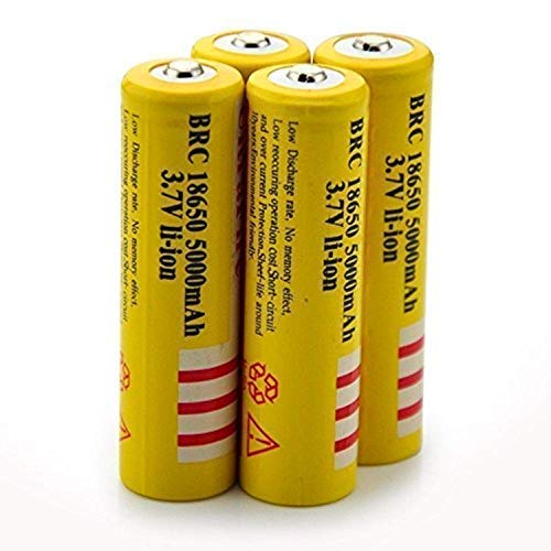 Hqdz 4PCS Li-ion Rechargeable 18650 Batteries 5000AMH 3.7V Button Top for Led Flashlight, Toys, Household Appliance (4PCS Batteries)