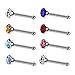 JEWELRIESHOP 40pcs Nose Studs Stainless Steel CZ Nose Rings Pins Piercing Jewelry Bone Studs for Women Men Hypoallergenic 22G (2mm, Multi Colors)