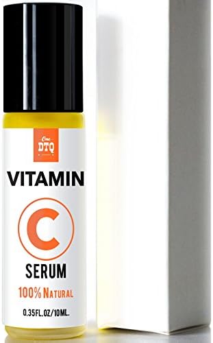 OneDTQ Vitamin C Serum for Face - Daily Anti-Aging Moisturizer &amp; Anti Wrinkle Facial Care for Men, 100% Natural &amp; Organic - Easy to Use On the Go Roll On - 0,33 fl oz